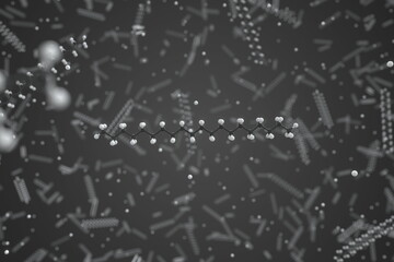 Eicosane molecule, scientific molecular model, 3d rendering