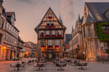 Main square of Quedlinburg, Germany - obrazy, fototapety, plakaty