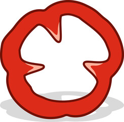 Freshly chopped bell pepper. Vector paprika. Red sweet pepper.