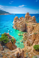 Crystal clear waters of Li Cossi beach, Sardinia