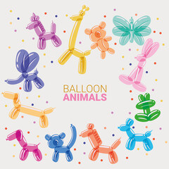 animals balloons card