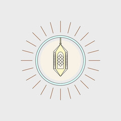 Islamic illustration lineart with lantern and light, suitable for Ramadan and Eid al-Fitr celebrations