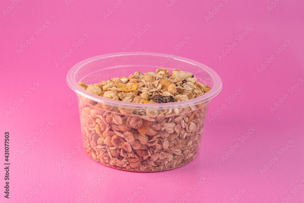 Canvas Prints Granola on the pink background