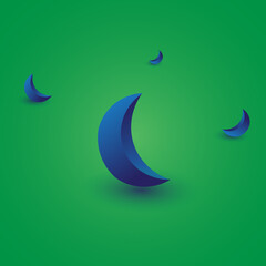 3D beautiful Blue Moon illustration vector 