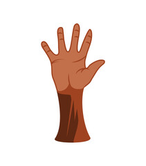 raised open black hand