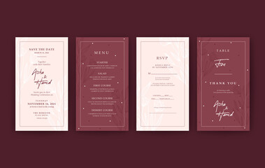 Beautiful maroon vertical wedding invitation template