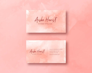 Sweet and beautiful business card template with watercolor background
