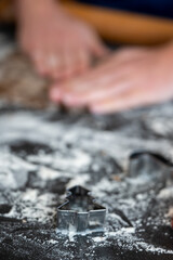 Christmas Tree Cookie Cutter Waits on Floured Surface