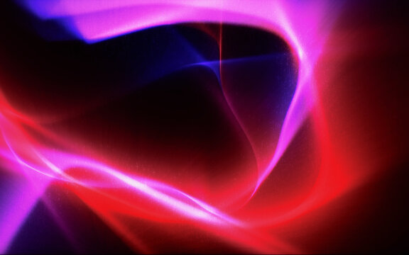 Abstract of colorful glowing and flowing dynamic movement curve neon pink and red bright light on dark black background - Powered by Adobe