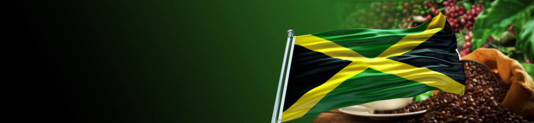 Jamaica Flag with Coffee Exploitation and large Gradient Single Flag  