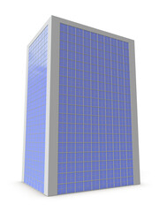 カーテンウォールの高層ビルの建築模型。オフィスビル。白バック。3Dレンダリング。