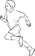 Fototapeta premium Kid running, sport vector lineart illustration