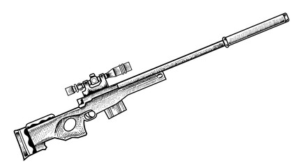 illustration vector vintage sniper guns - obrazy, fototapety, plakaty