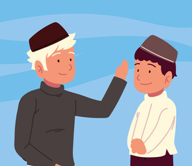 Fototapeta premium muslim man and boy
