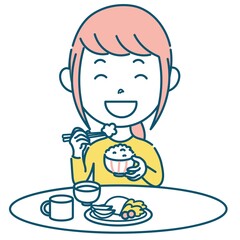 食事をする女の子のイラスト素材