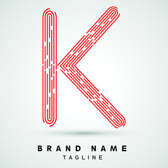 K Letter Logo concept Linear style. Creative Minimal Monochrome Monogram emblem design template. Graphic Alphabet Symbol for Luxury Fashion Corporate Business Identity. Elegant Vector element 