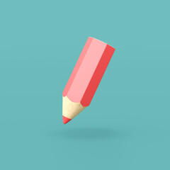 Funny Red Crayon on Blue Background
