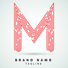 M Letter Logo concept Linear style. Creative Minimal Monochrome Monogram emblem design template. Graphic Alphabet Symbol for Luxury Fashion Corporate Business Identity. Elegant Vector element
