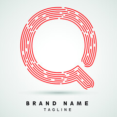 Q Letter Logo concept Linear style. Creative Minimal Monochrome Monogram emblem design template. Graphic Alphabet Symbol for Luxury Fashion Corporate Business Identity. Elegant Vector element
