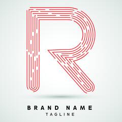 R Letter Logo concept Linear style. Creative Minimal Monochrome Monogram emblem design template. Graphic Alphabet Symbol for Luxury Fashion Corporate Business Identity. Elegant Vector element