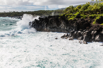 Pailoa Black Sand Beach, Waianapanapa State Park, Maui, Hawaii, USA