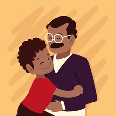 father embracing son