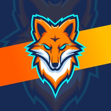 angry fox head mascot esport logo design