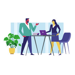 men and women discussing in the office