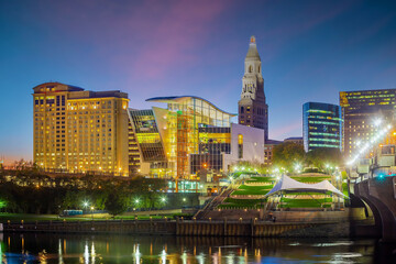 Skyline of downtown Hartford city, cityscape in Connecticut, USA