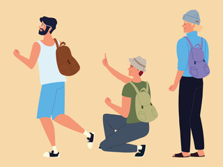 men backpackers characters