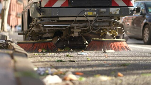 Automatic street sweeper machine, modern technology cleaning sidewalk