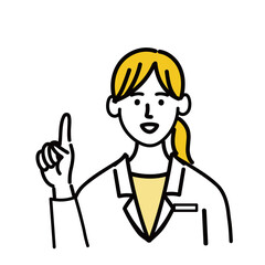 Obraz premium 医師 医者 女性 ポップ 提案 医療 人差し指 