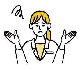 医師　医者　女性　ポップ　困っている　呆れている　医療　表情
