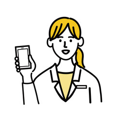 医師　医者　女性　ポップ　スマホ
