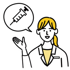 医師　医者　女性　ポップ　ワクチン　注射　提案
