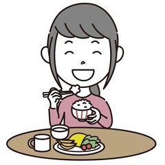 食事をする女の子のイラスト素材