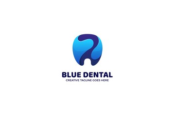 Blue Dental Dentist Gradient Logo Template