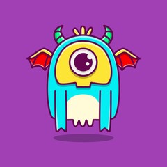 cute monster cartoon doodle design for coloring, backgrounds, stickers, logos, symbol, icons and more