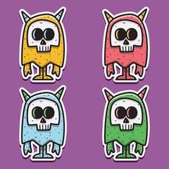 cute monster cartoon doodle design for coloring, backgrounds, stickers, logos, symbol, icons and more
