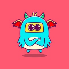 cute monster cartoon doodle design for coloring, backgrounds, stickers, logos, symbol, icons and more
