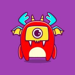 cute monster cartoon doodle design for coloring, backgrounds, stickers, logos, symbol, icons and more
