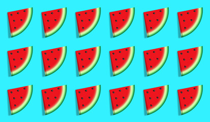 watermelons slices on cyan background pattern print design vector illustration