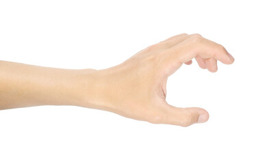 Left hand gesture and male sign isolated on white background with clipping path.