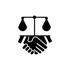 handshake and law icon. law abiding icon. Editable stroke. Design template vector