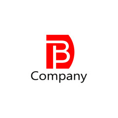 abstract letter B logo in red color box