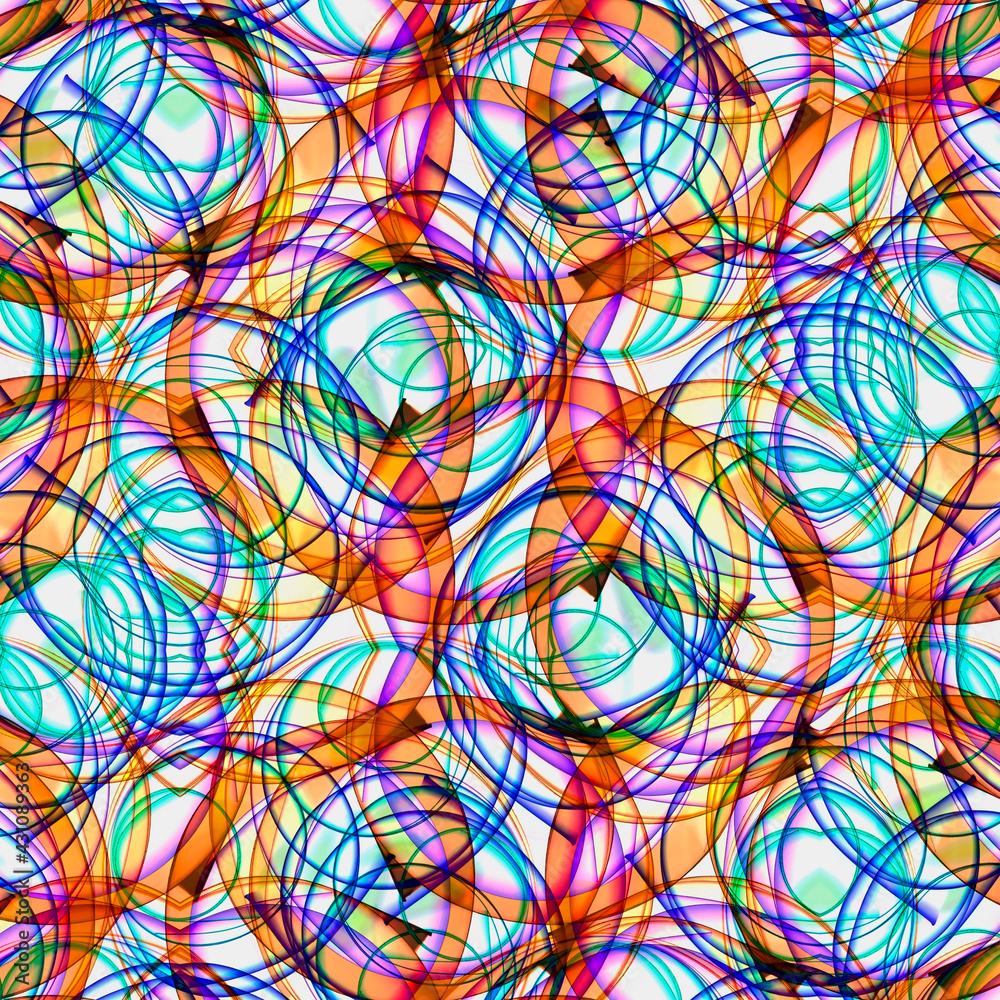 Wall mural kaleidoscopic blend pattern of rolled color paper strips macro top view