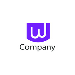 abstract logo of letter W in purple half circle
