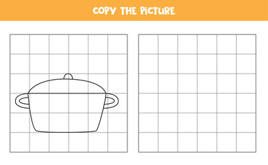 Copy the picture of saucepan. Logical game for kids.