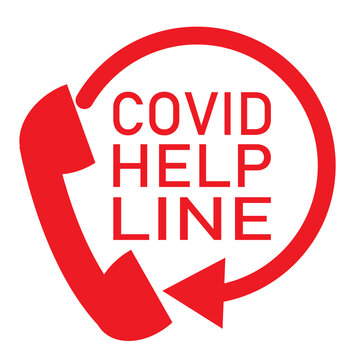 covid help line icon on white background. Coronavirus helpline sign. Covid-19 prevention. symbol for assistance telephone number.