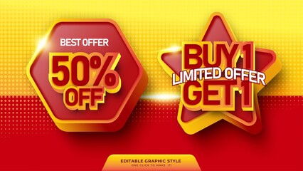 3D Sale Banner Rendered with Graphic Style